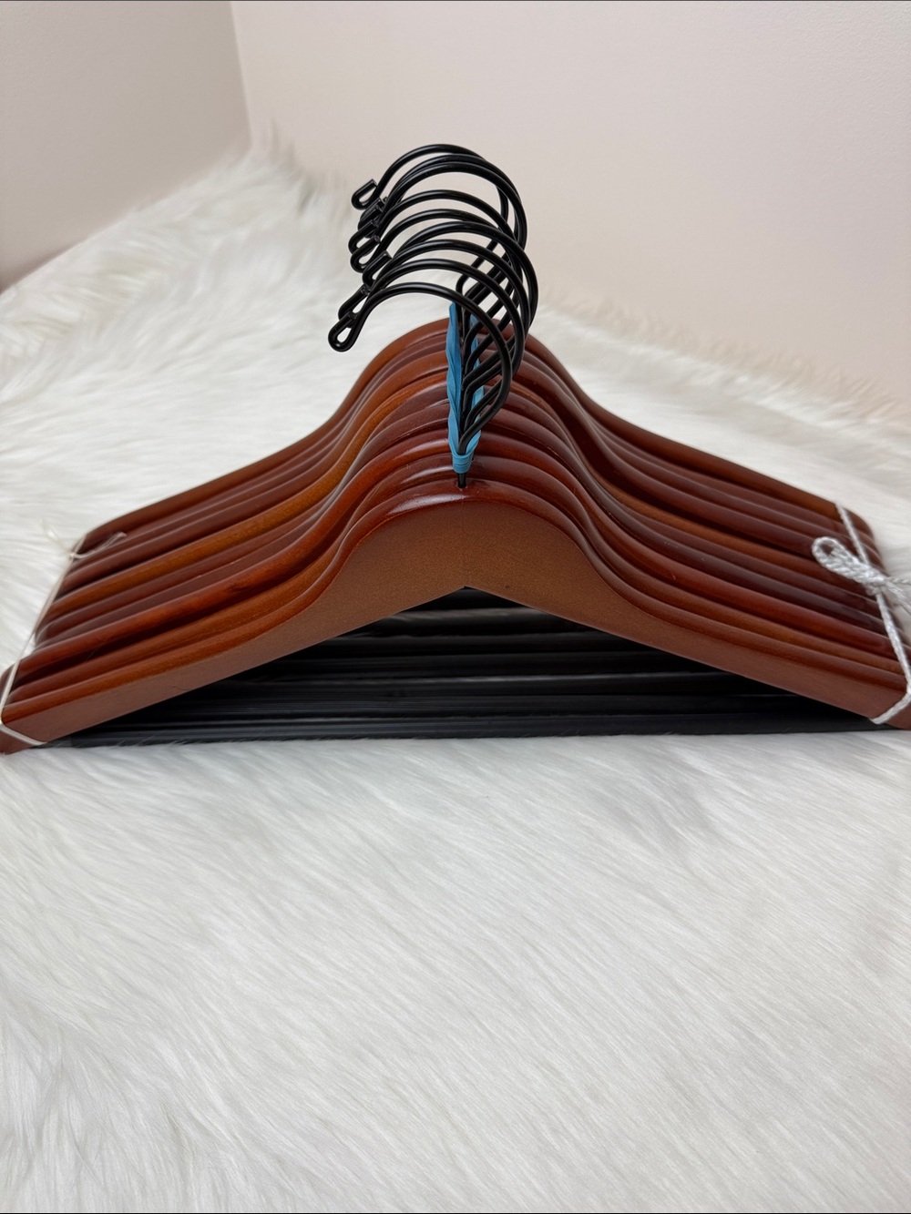 Brookstone Premium Wooden Hangers with Bar in Mahogany  - Set of 10